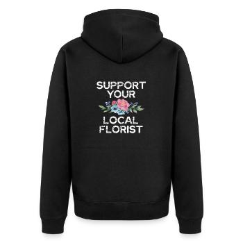 Support your local florist with - Unisex Premium Organic Zip Hoodie - black - Back - Nico (187cm)