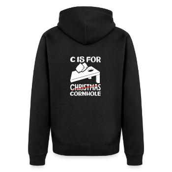 C Ist Für Cornhole Spieler - Unisex Premium Bio Zip Hoodie - Schwarz - Hinten - Nico (187cm)