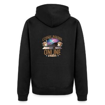 Online Coder Coffee Before Programmer Coffee Lover - Unisex Premium Organic Zip Hoodie - black - Back - Nico (187cm)