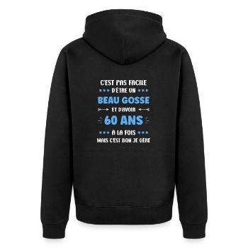 60 ANS - Veste à capuche bio Premium Unisexe - noir - Dos - Nico (187cm)