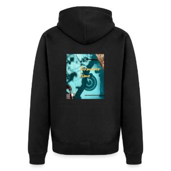 Summertime - Unisex Premium Organic Zip Hoodie - black - Back - Nico (187cm)