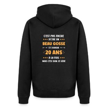 20 ANS - Veste à capuche bio Premium Unisexe - noir - Dos - Nico (187cm)