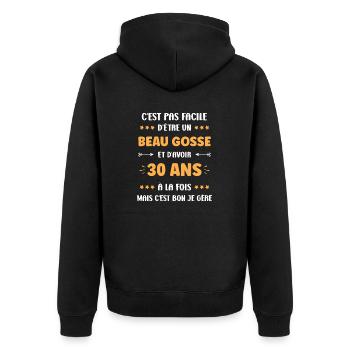 30 ANS - Veste à capuche bio Premium Unisexe - noir - Dos - Nico (187cm)