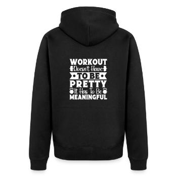 Gym Junkies Workout Doesn't Pretty Meaningful - Unisex Premium Organic Zip Hoodie - black - Back - Nico (187cm)