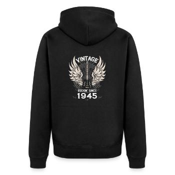 Vintage Rockin' Since 1945 – 80 ans de - Veste à capuche bio Premium Unisexe - noir - Dos - Nico (187cm)