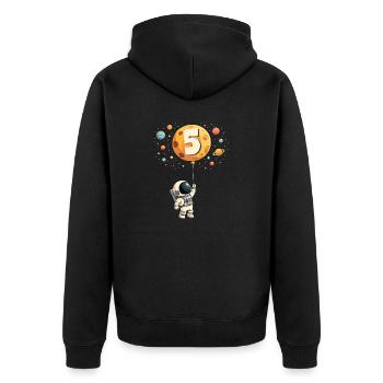 Astronaute mignon 5ème anniversaire garçon espace - Veste à capuche bio Premium Unisexe - noir - Dos - Nico (187cm)