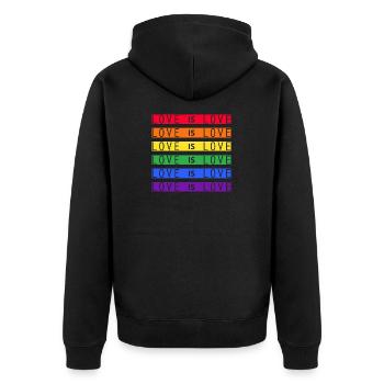 Liebe ist Liebe LGBT Pride Zitat Schwul Lesbisch Geschenk - Unisex Premium Bio Zip Hoodie - Schwarz - Hinten - Nico (187cm)