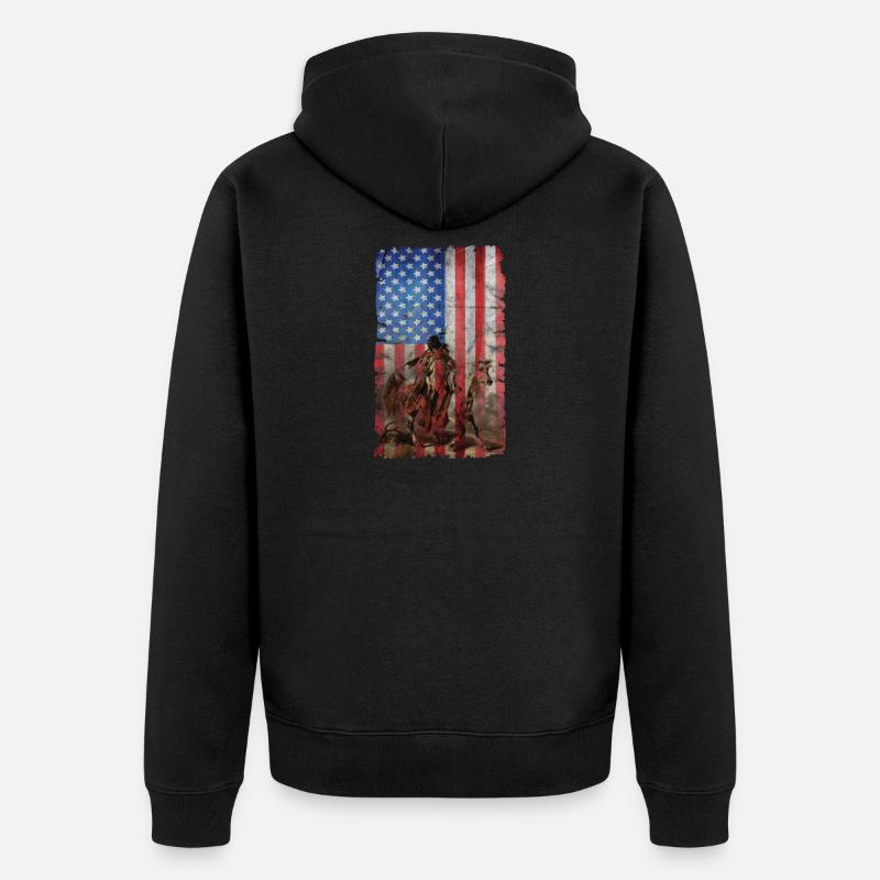 Drapeau amérindien des États-Unis - Veste à capuche bio Premium Unisexe - noir