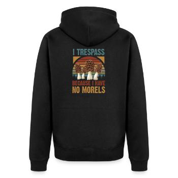 Mushroom Morels Funny Forager - Unisex Premium Organic Zip Hoodie - black - Back - Nico (187cm)