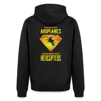 Legends Fly Helicopters Funny Helicopter Pilot - Unisex Premium Organic Zip Hoodie - black - Back - Nico (187cm)