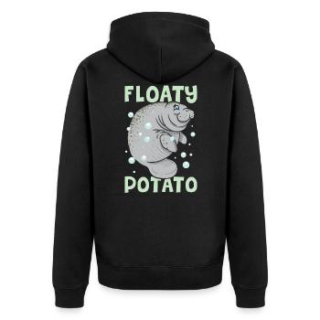Drôle de lamantin Vache de mer Flotteur Pomme de terre - Veste à capuche bio Premium Unisexe - noir - Dos - Nico (187cm)