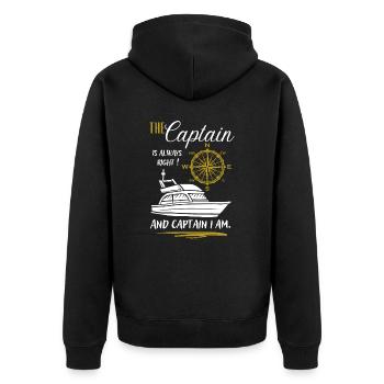 Captain Gift / Le capitaine a toujours raison... - Veste à capuche bio Premium Unisexe - noir - Dos - Nico (187cm)