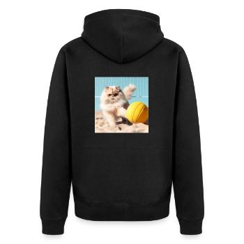 Le chat persan Negan joue au beach-volley - Veste à capuche bio Premium Unisexe - noir - Dos - Nico (187cm)