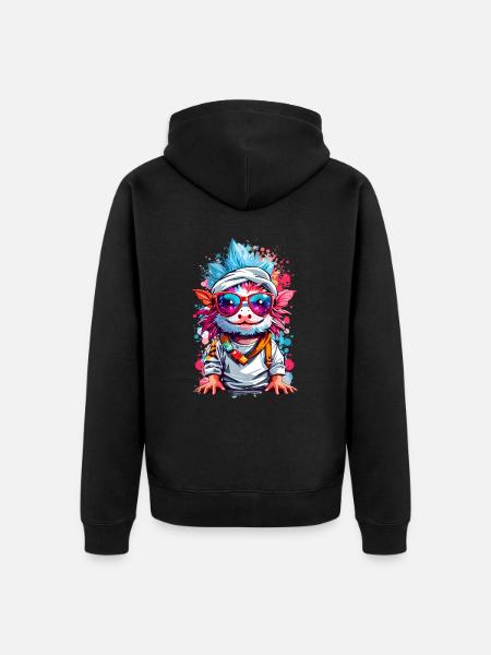 Coole Axolotl - Unisex Premium Bio Zip Hoodie - Schwarz