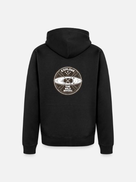KAYAK PADDLE CANOTTAGGIO WILD CANOE RAFTING FIUME MOTIF - Felpa con cappuccio ecologica premium unisex - nero