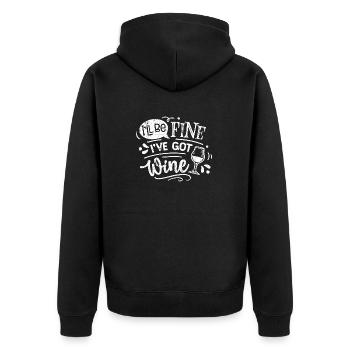 ICH HABE WEIN PARTIE ROTWEIN VINO SPRÜCHE MOTIVE - Unisex Premium Bio Zip Hoodie - Schwarz - Hinten - Nico (187cm)
