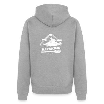 KAYAK RUDERN KANU RAFTING WASSER FLUSS SPORT MOTIV - Unisex Premium Bio Zip Hoodie - Grau meliert - Hinten - Nico (187cm)