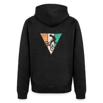 BMX BICYCLE VELO JUMP BIKER RADSPORT STYLE MOTIVE - Unisex Premium Bio Zip Hoodie - Schwarz - Hinten - Nico (187cm)