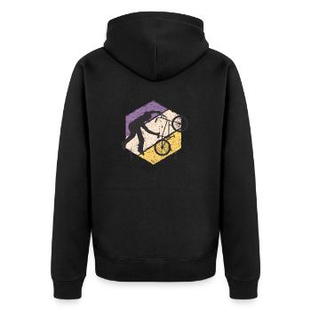 BMX BICYCLE VELO JUMP BIKER RADSPORT STYLE MOTIV - Unisex Premium Bio Zip Hoodie - Schwarz - Hinten - Nico (187cm)