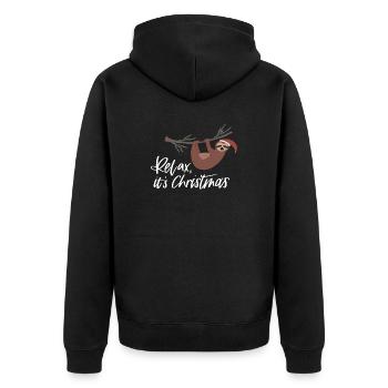 Entspannte Weihnachten - Unisex Premium Bio Zip Hoodie - Schwarz - Hinten - Nico (187cm)