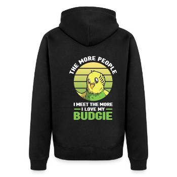 Budgerigar | Pet Bird Read Book Gift - Unisex Premium Organic Zip Hoodie - black - Back - Nico (187cm)