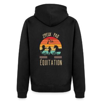 Ich kann nicht reiten - Unisex Premium Bio Zip Hoodie - Schwarz - Hinten - Nico (187cm)