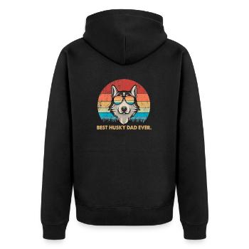 Dog Vintage Best Husky Dad ever Tshirt Fathers day - Unisex Premium Organic Zip Hoodie - black - Back - Nico (187cm)
