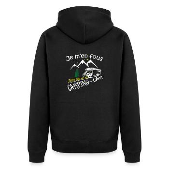 Je m en fou j'me barre en camping car, humour - Veste à capuche bio Premium Unisexe - noir - Dos - Nico (187cm)