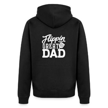 BESTER BIER GRILL VATER PAPA DAD GRILLEN BBQ MOTIV - Unisex Premium Bio Zip Hoodie - Schwarz - Hinten - Nico (187cm)