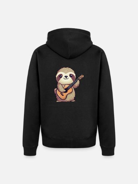 Sloth Guitar Player - Unisex Premium Organic Zip Hoodie - black