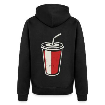 Gobelet Coca avec paille - boisson glacée - Veste à capuche bio Premium Unisexe - noir - Dos - Nico (187cm)