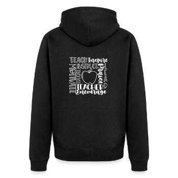 L’enseignement inspire motive l’enseignant - Veste à capuche bio Premium Unisexe - noir - Dos - Nico (187cm)