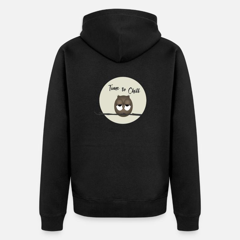 Hibou - Temps de détente - Veste à capuche bio Premium Unisexe - noir