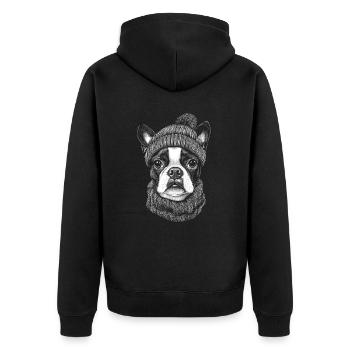 Boston Terrier Bobble Hat Chien Chien - Veste à capuche bio Premium Unisexe - noir - Dos - Nico (187cm)