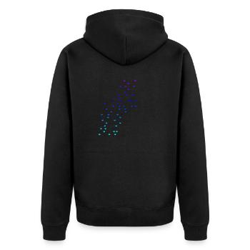Bunte Herzen blau Geschenkidee - Unisex Premium Bio Zip Hoodie - Schwarz - Hinten - Nico (187cm)