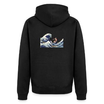 Surfer Große Welle vor Kanagawa Japanisches Surf - Unisex Premium Bio Zip Hoodie - Schwarz - Hinten - Nico (187cm)