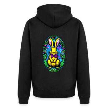 Colorful Easter motif with bunny - Unisex Premium Organic Zip Hoodie - black - Back - Nico (187cm)