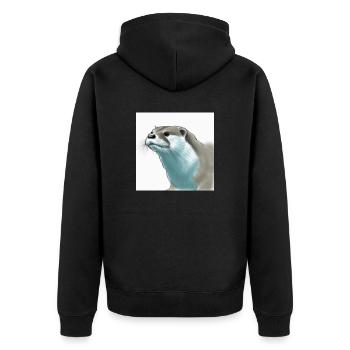 Niedlicher Otter (Zeichnung) - Unisex Premium Bio Zip Hoodie - Schwarz - Hinten - Nico (187cm)