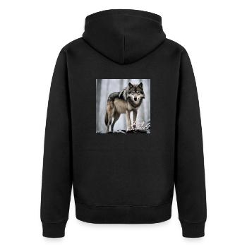 Stay Fearless - Wolf Design - Unisex Premium Organic Zip Hoodie - black - Back - Nico (187cm)