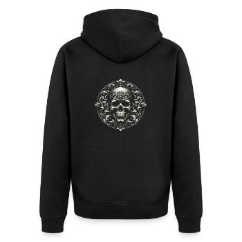 Barocke Eleganz - Unisex Premium Bio Zip Hoodie - Schwarz - Hinten - Nico (187cm)