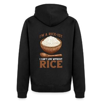 I'm A Rice-ist I Can't Live Without Rice 7 - Unisex Premium Bio Zip Hoodie - Schwarz - Hinten - Nico (187cm)