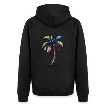 Palm Tree Beach - Unisex Premium Organic Zip Hoodie - black - Back - Nico (187cm)