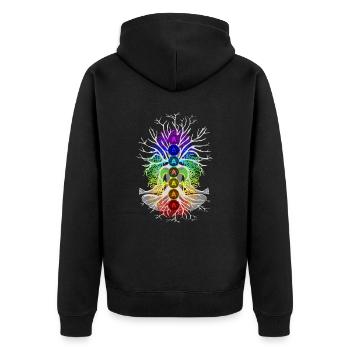 Chakra Harmony - Unisex Premium Organic Zip Hoodie - black - Back - Nico (187cm)