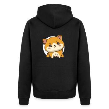 Hund - Unisex Premium Bio Zip Hoodie - Schwarz - Hinten - Nico (187cm)