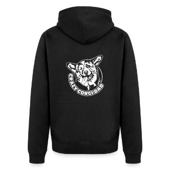 CRAZY CORGI DAD funny Welsh Corgi Wilsigns - Unisex Premium Organic Zip Hoodie - black - Back - Nico (187cm)