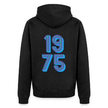1975 Année de naissance | Couleurs changeantes - Veste à capuche bio Premium Unisexe - noir - Dos - Nico (187cm)