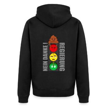 Ampel Regierung Nein Danke - Unisex Premium Bio Zip Hoodie - Schwarz - Hinten - Nico (187cm)