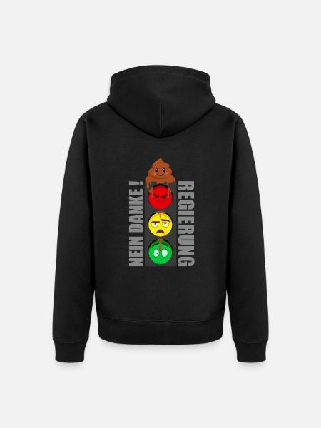 Ampel Regierung Nein Danke - Unisex Premium Bio Zip Hoodie - Schwarz
