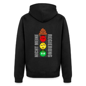 Nicht meine Ampel Regierung - Unisex Premium Bio Zip Hoodie - Schwarz - Hinten - Nico (187cm)