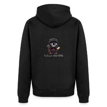 school ninja - Unisex Premium Bio Zip Hoodie - Schwarz - Hinten - Nico (187cm)